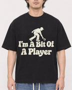 Mockup Boxy Heavyweight Tee Black male close-up 03