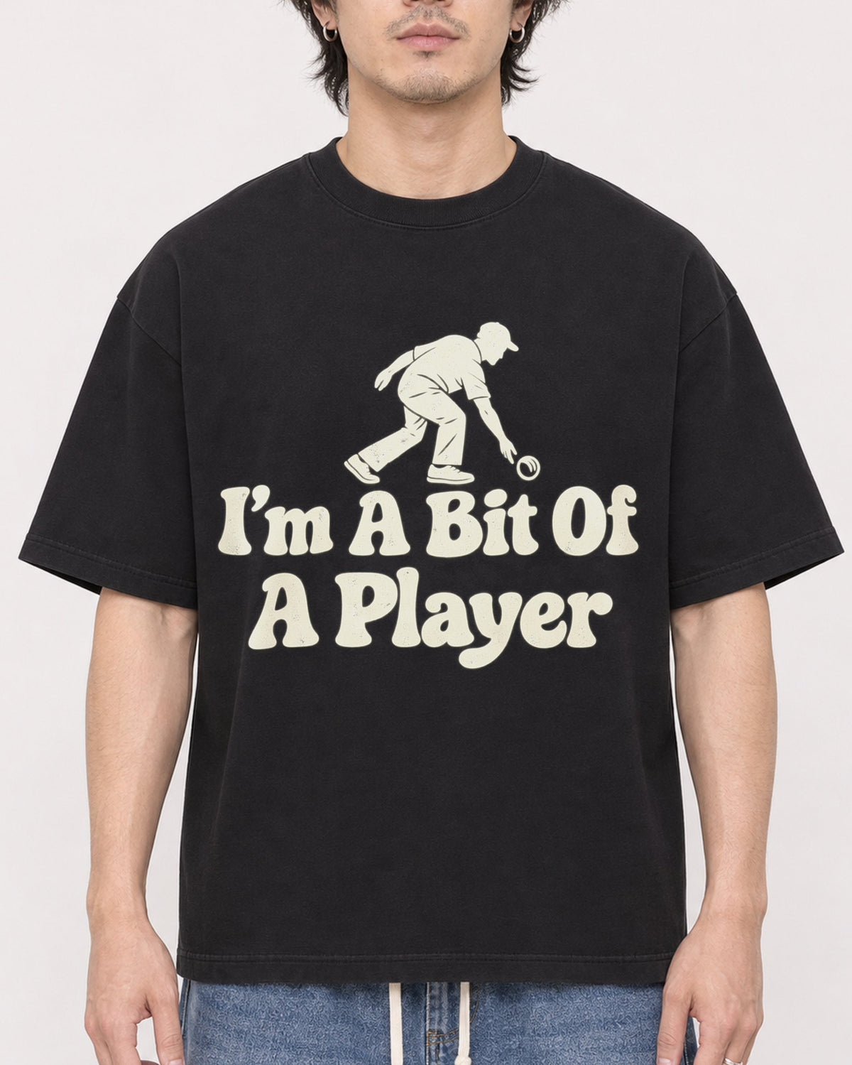 Mockup Boxy Heavyweight Tee Black male close-up 03