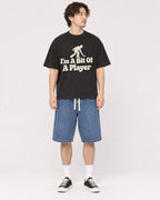 Mockup Boxy Heavyweight Tee Black male full-body 03