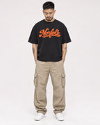Mockup Boxy Heavyweight Tee Black male full-body 12