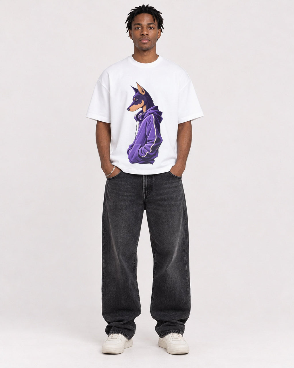 Mockup Boxy Heavyweight Tee White male full-body 05