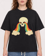 Mockup Boxy Heavyweight Tee Black female close-up 09