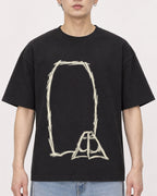 Mockup Boxy Heavyweight Tee Black male close-up 01