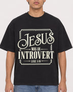 Mockup Boxy Heavyweight Tee Black male close-up 46