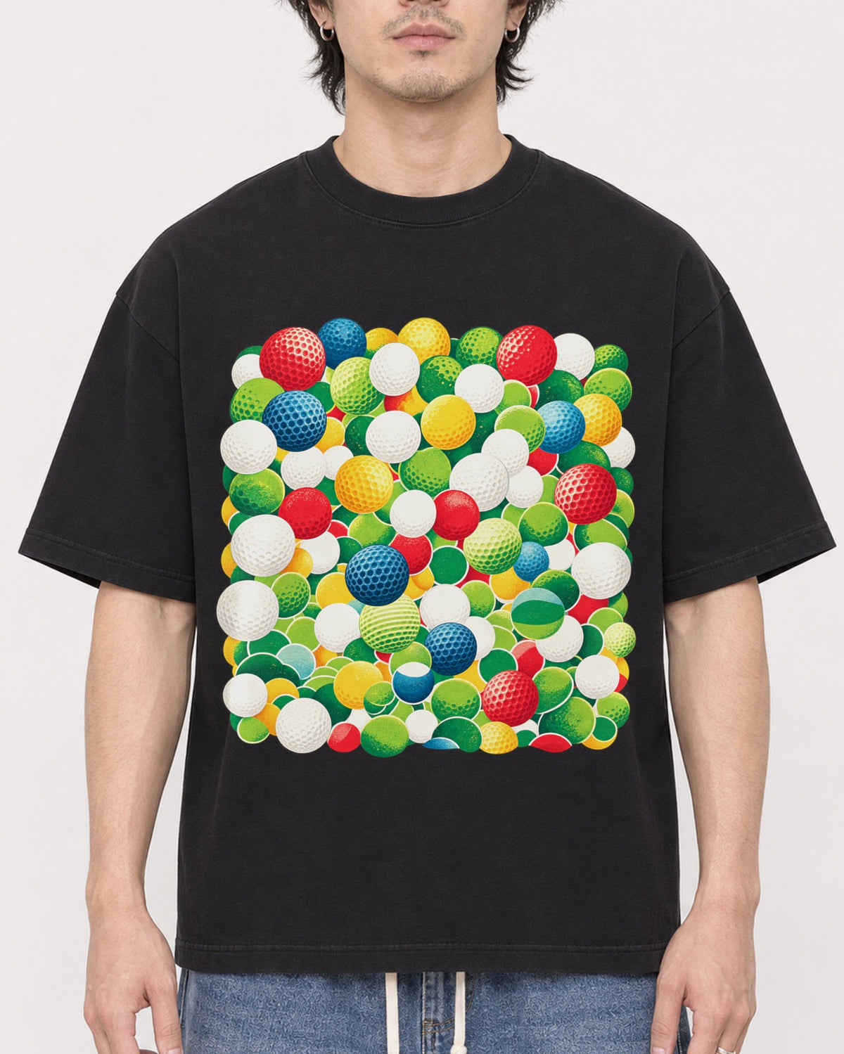 Mockup Boxy Heavyweight Tee Black male close-up 03