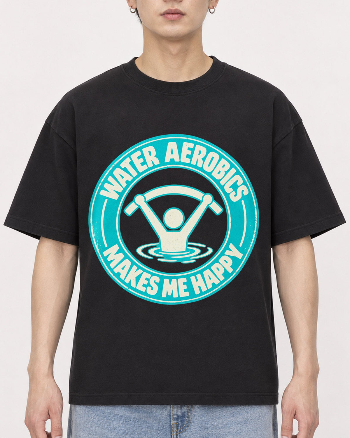 Mockup Boxy Heavyweight Tee Black male close-up 01