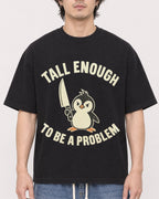 Mockup Boxy Heavyweight Tee Black male close-up 03