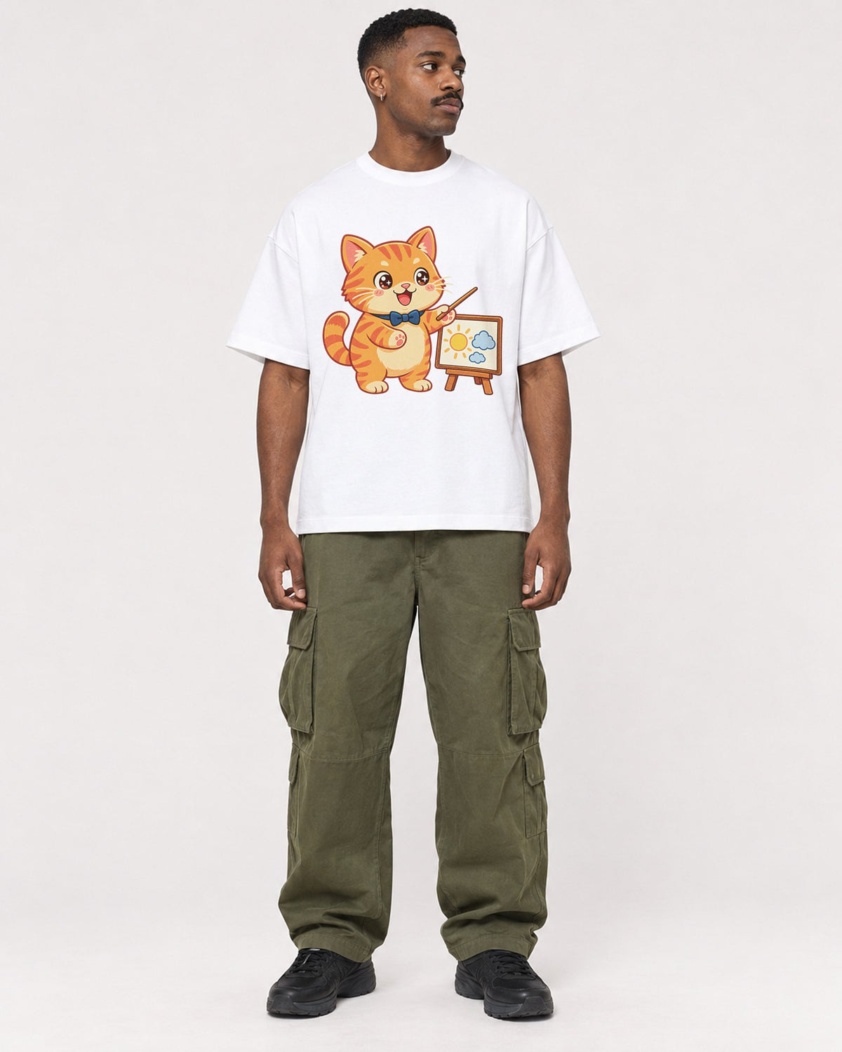 Mockup Boxy Heavyweight Tee White male full-body 14