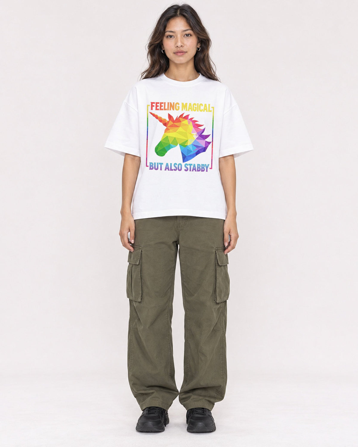 Mockup Boxy Heavyweight Tee White female full-body 02