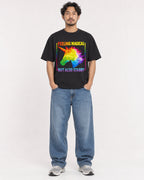Mockup Boxy Heavyweight Tee Black male full-body 02