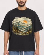 Mockup Boxy Heavyweight Tee Black male close-up 07