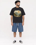 Mockup Boxy Heavyweight Tee Black male full-body 07