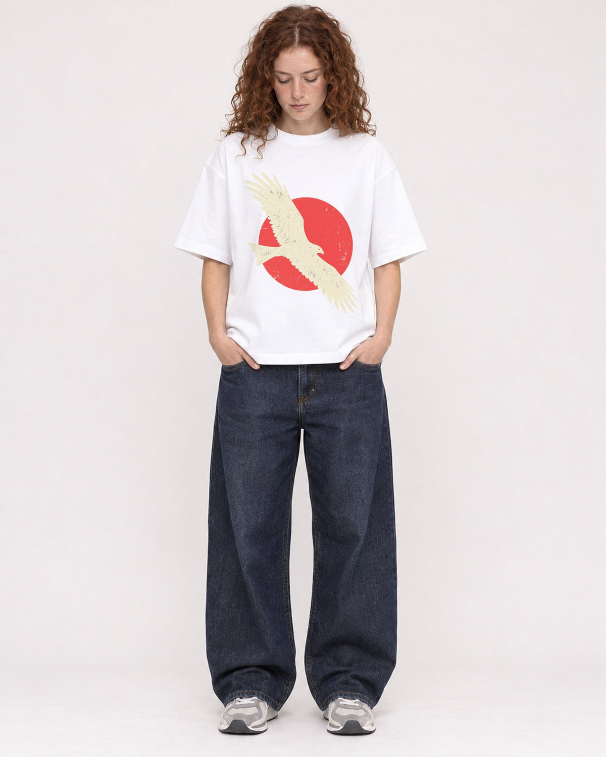 Mockup Boxy Heavyweight Tee White female full-body 09
