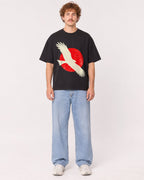 Mockup Boxy Heavyweight Tee Black male full-body 09