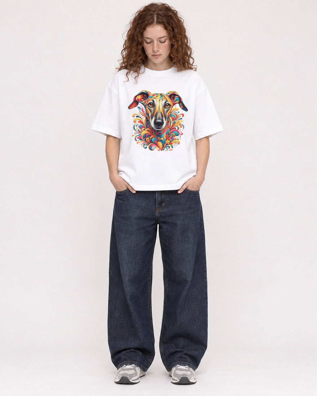 Mockup Boxy Heavyweight Tee White female full-body 09