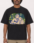 Mockup Boxy Heavyweight Tee Black male close-up 04
