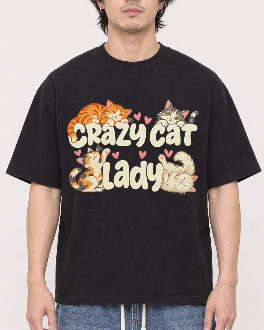 Mockup Boxy Heavyweight Tee Black male close-up 03