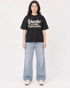 Mockup Boxy Heavyweight Tee Black female full-body 03