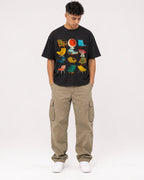 Mockup Boxy Heavyweight Tee Black male full-body 16
