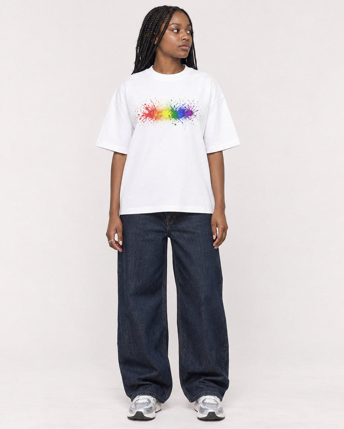 Mockup Boxy Heavyweight Tee White female full-body 04