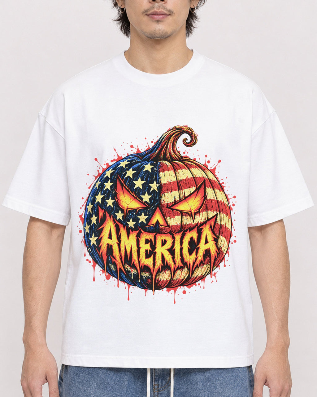 Mockup Boxy Heavyweight Tee White male close-up 03