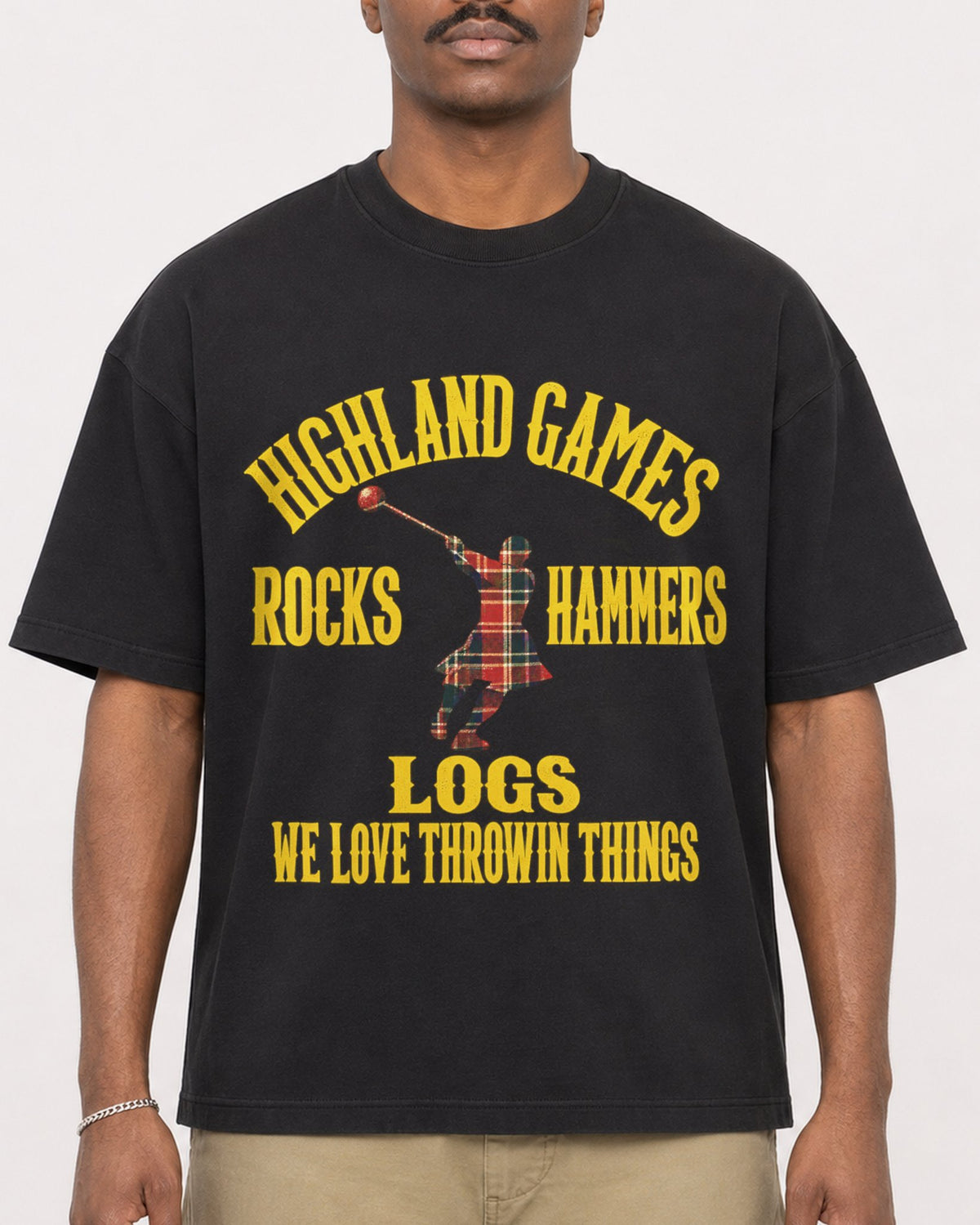 Mockup Boxy Heavyweight Tee Black male close-up 44