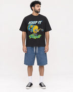 Mockup Boxy Heavyweight Tee Black male full-body 07