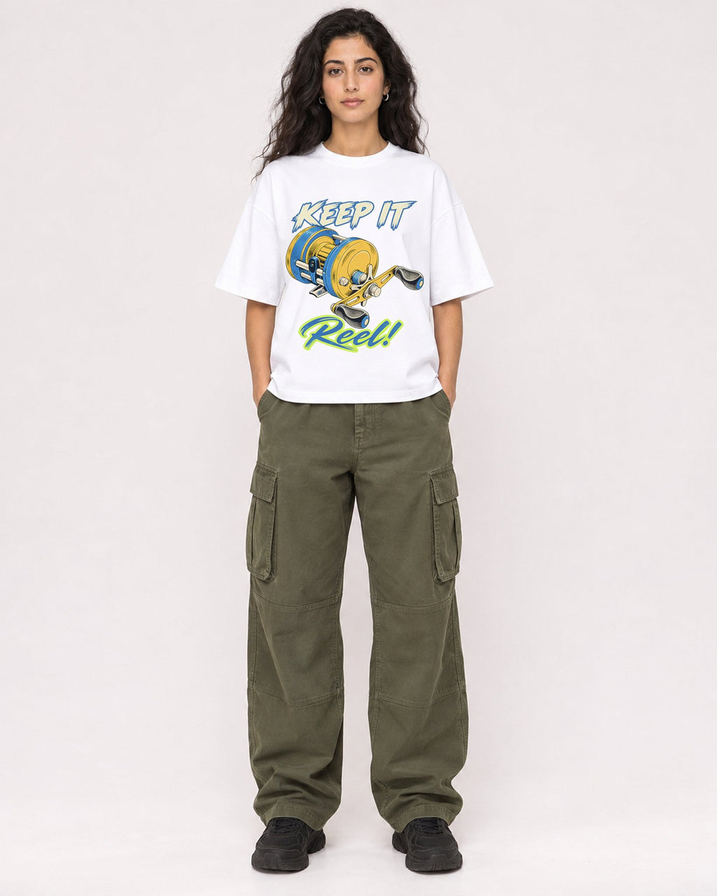Mockup Boxy Heavyweight Tee White female full-body 07