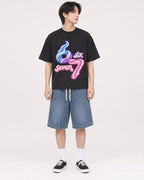 Mockup Boxy Heavyweight Tee Black male full-body 11