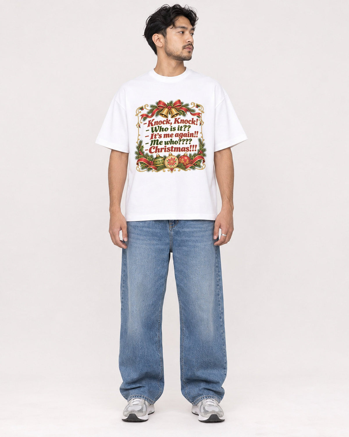 Mockup Boxy Heavyweight Tee White male full-body 02