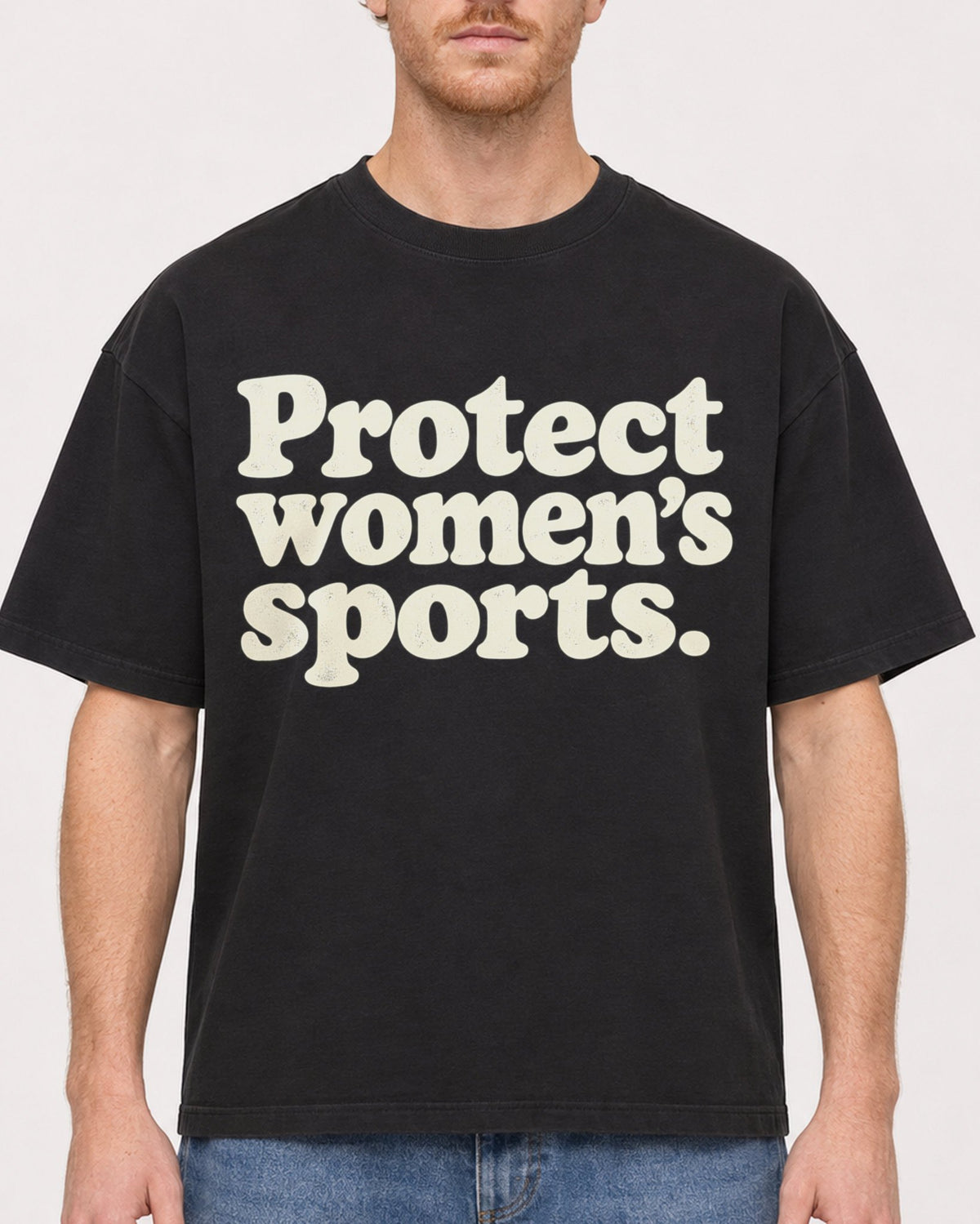 Mockup Boxy Heavyweight Tee Black male close-up 38