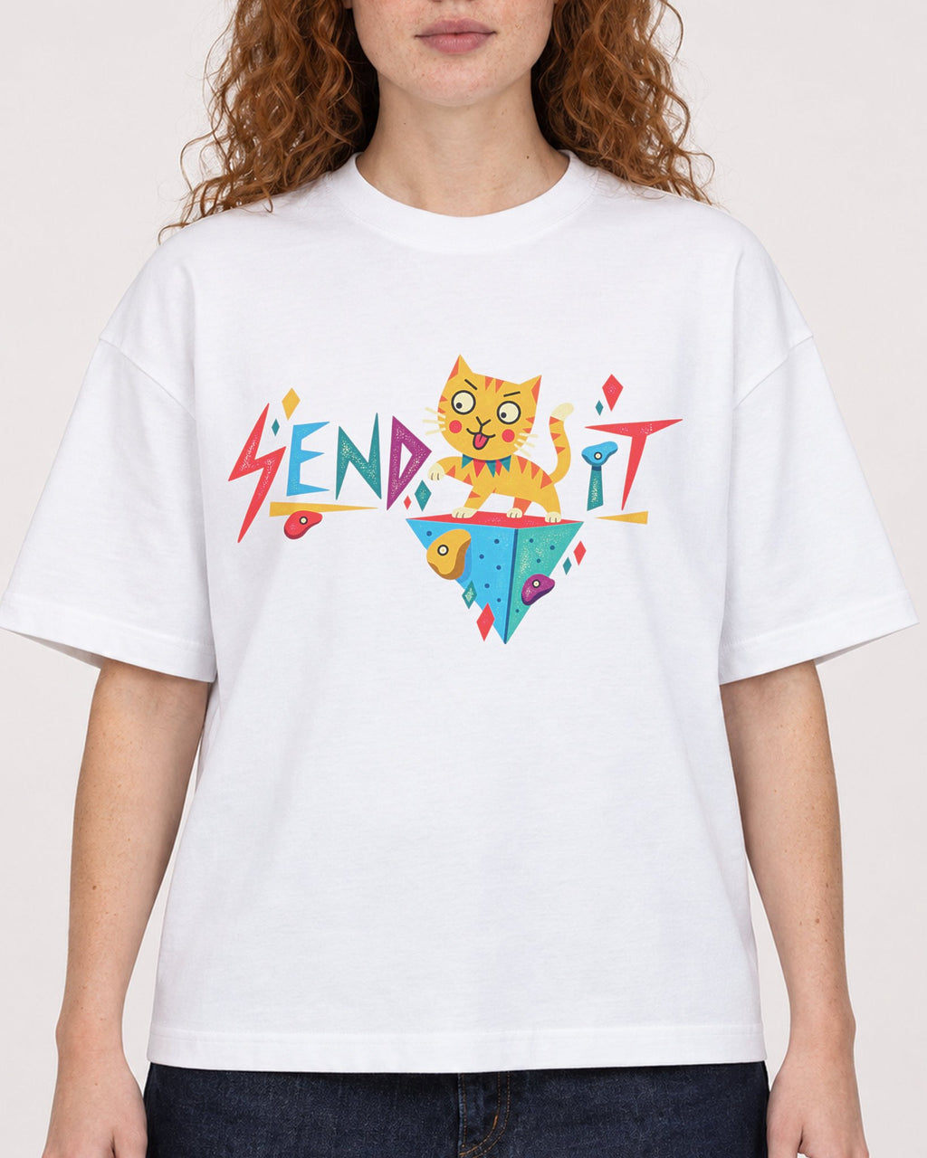 Mockup Boxy Heavyweight Tee White female close-up 09