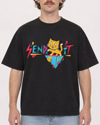 Mockup Boxy Heavyweight Tee Black male close-up 09