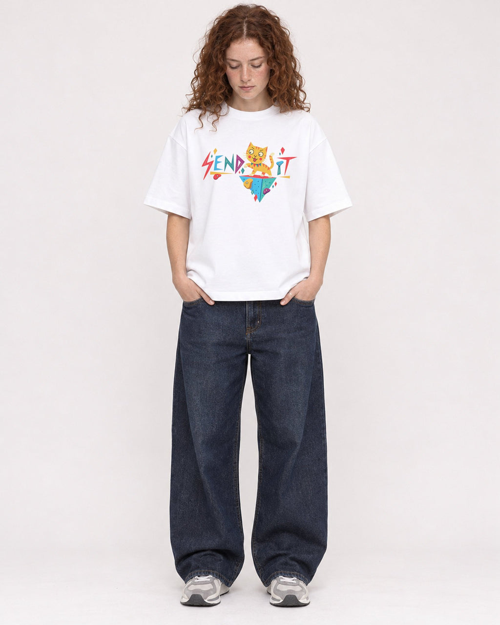 Mockup Boxy Heavyweight Tee White female full-body 09
