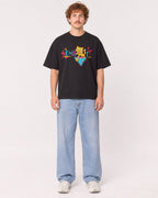 Mockup Boxy Heavyweight Tee Black male full-body 09