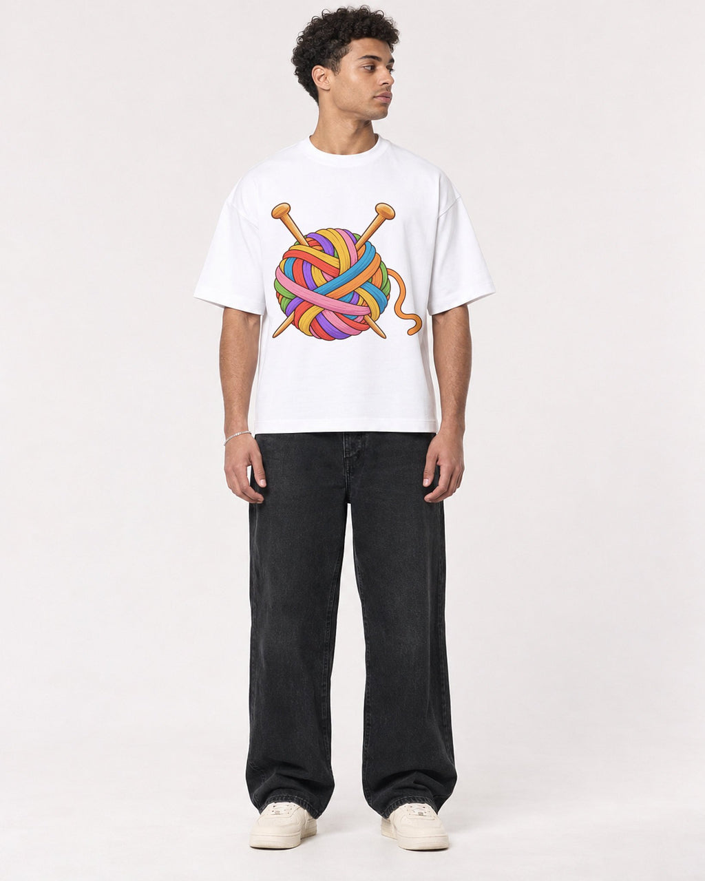 Mockup Boxy Heavyweight Tee White male full-body 10