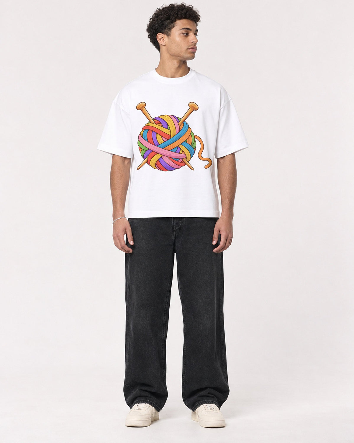 Mockup Boxy Heavyweight Tee White male full-body 10