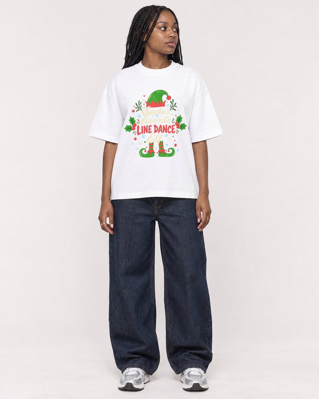 Mockup Boxy Heavyweight Tee White female full-body 04