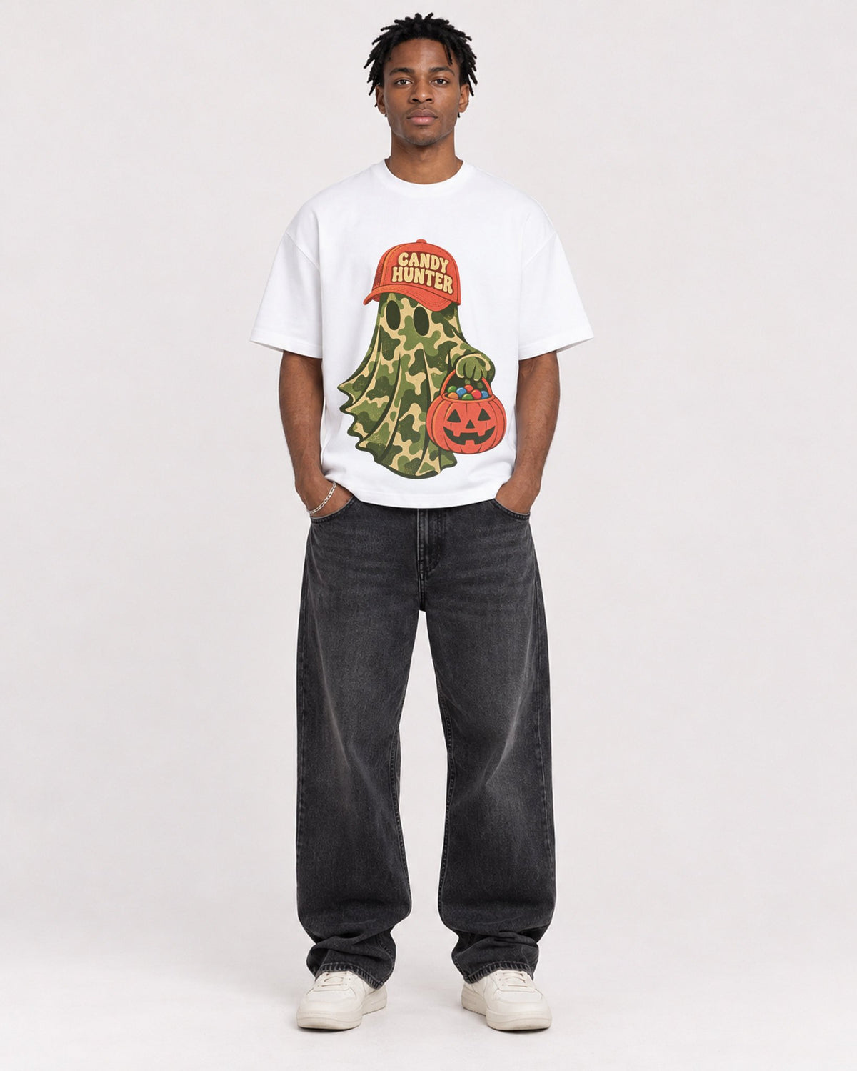 Mockup Boxy Heavyweight Tee White male full-body 05
