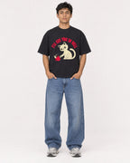 Mockup Boxy Heavyweight Tee Black male full-body 46