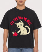 Mockup Boxy Heavyweight Tee Black male close-up 46