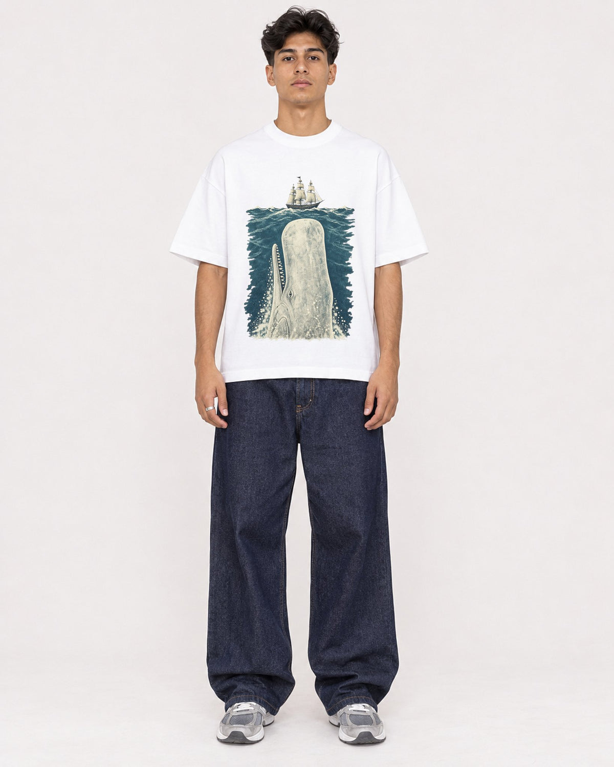 Mockup Boxy Heavyweight Tee White male full-body 16