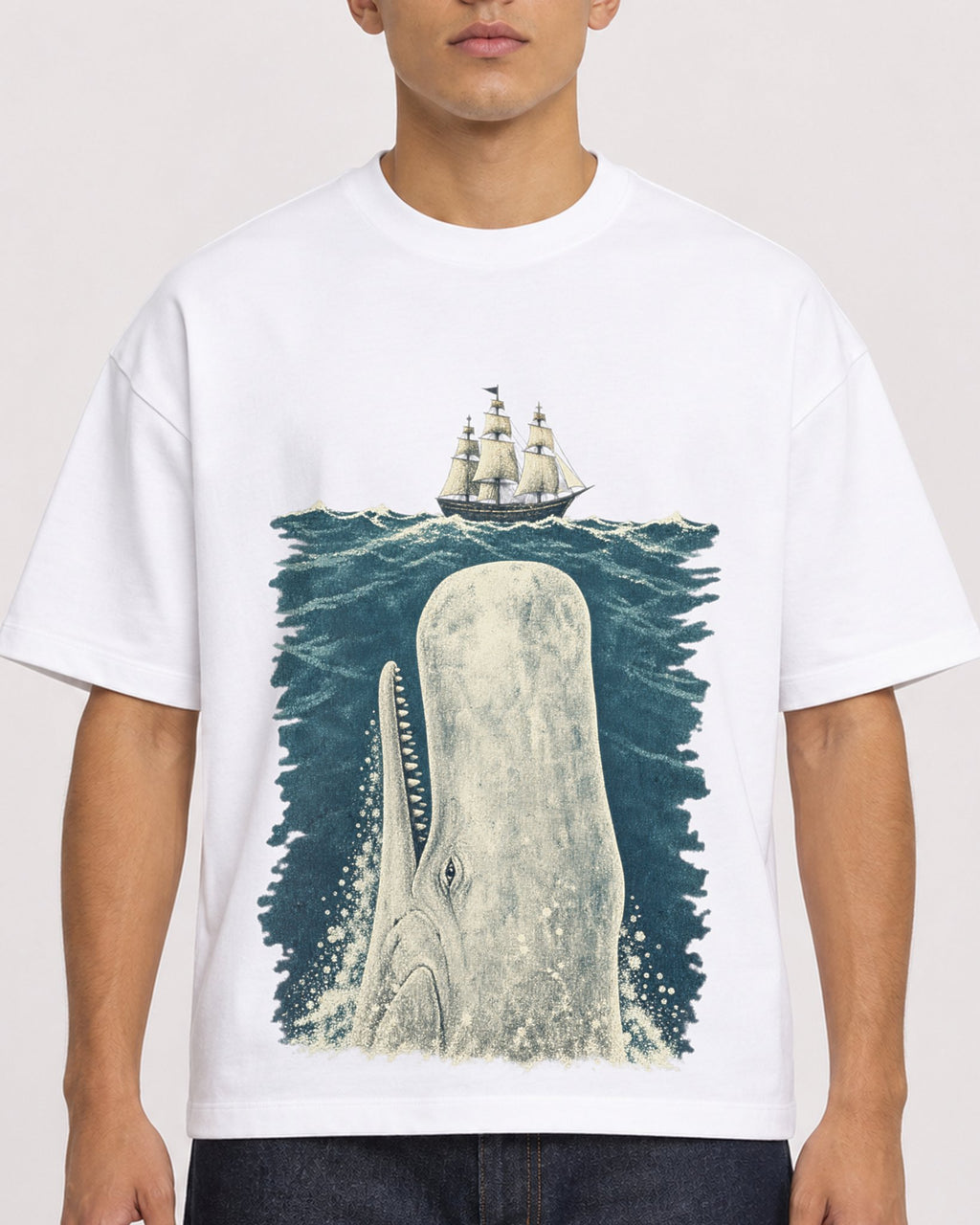 Mockup Boxy Heavyweight Tee White male close-up 16