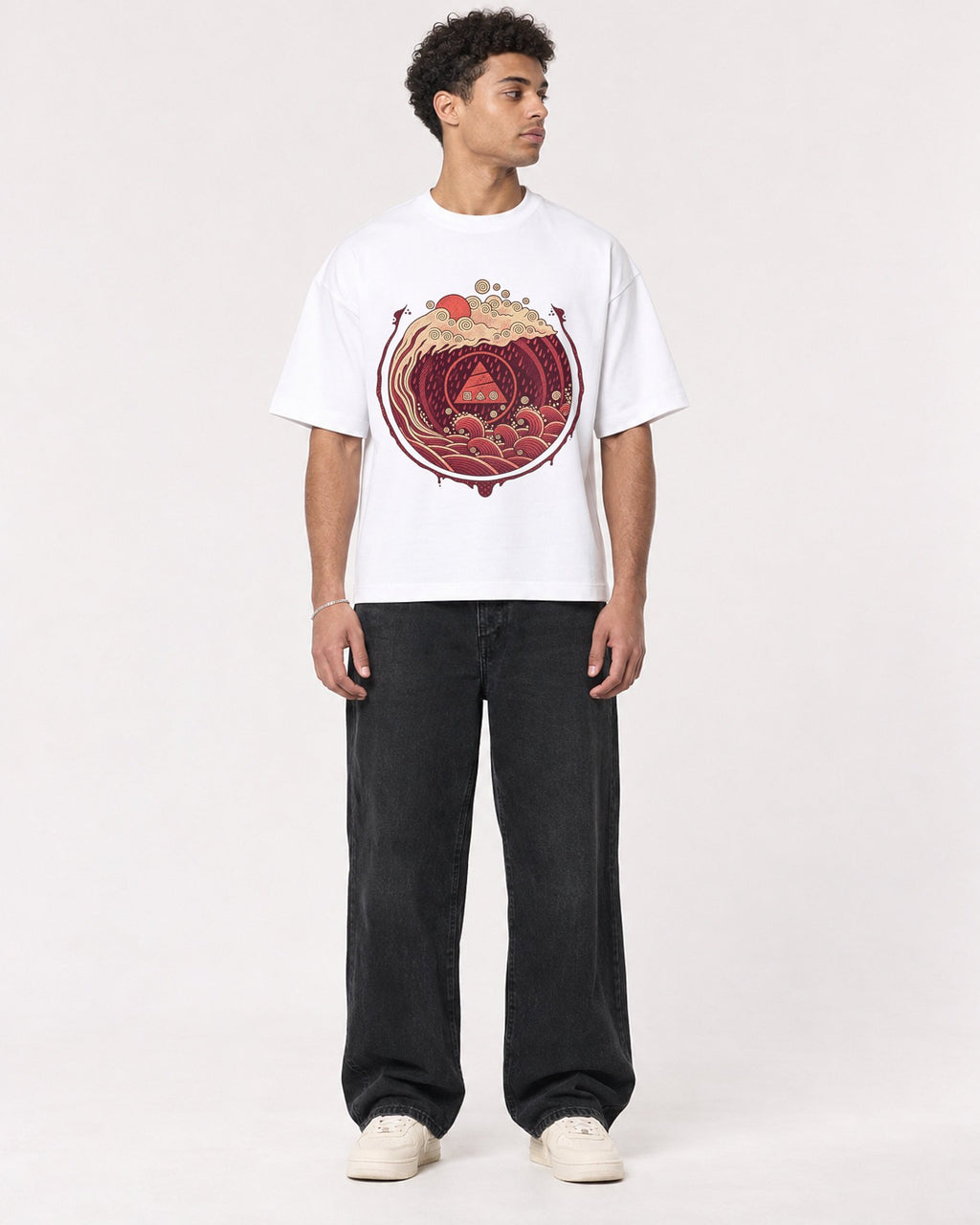 Mockup Boxy Heavyweight Tee White male full-body 10