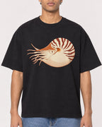Mockup Boxy Heavyweight Tee Black male close-up 10