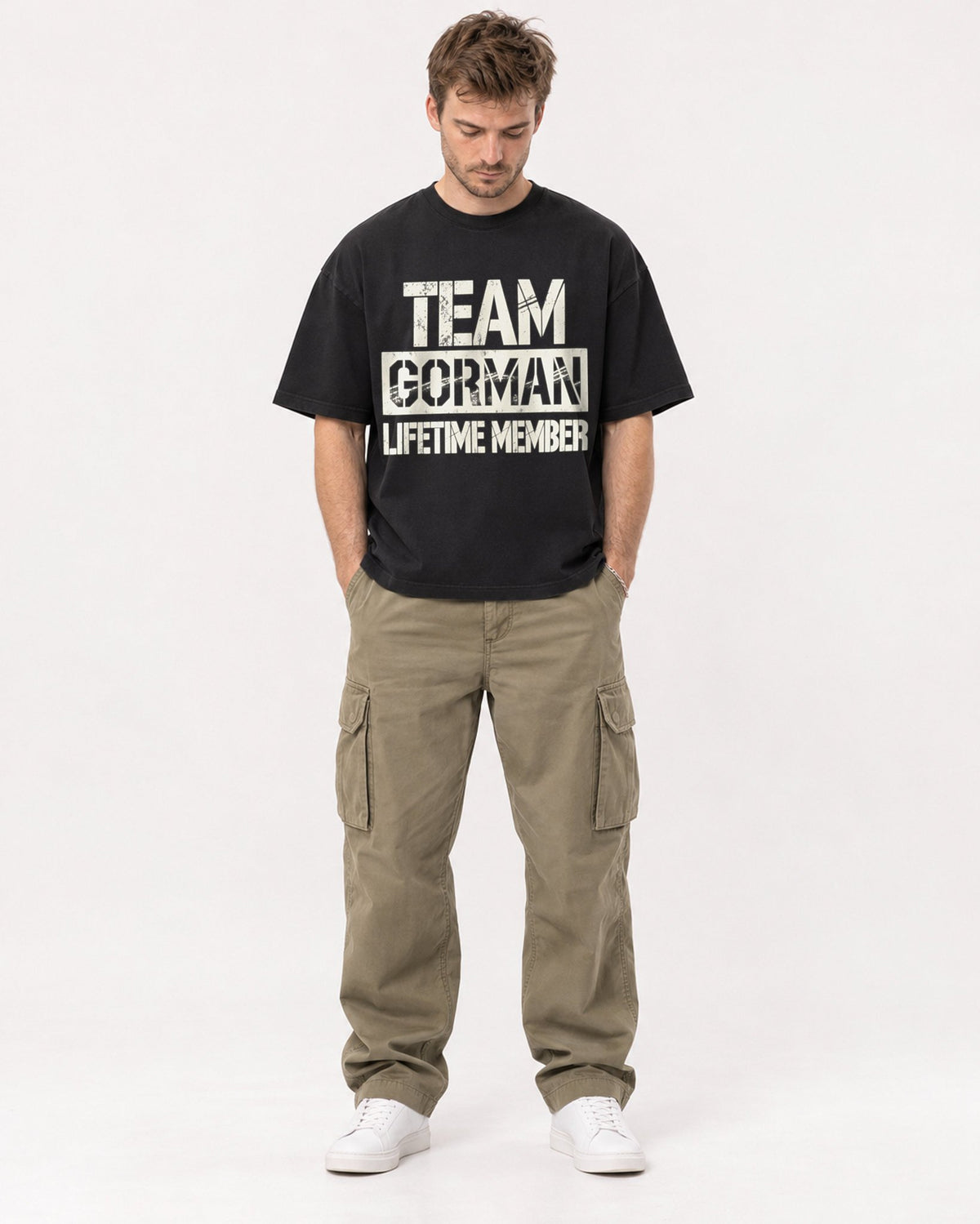 Mockup Boxy Heavyweight Tee Black male full-body 08