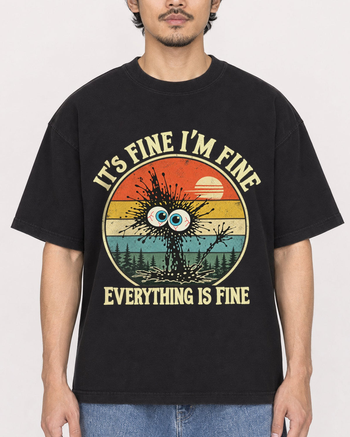 Mockup Boxy Heavyweight Tee Black male close-up 02