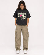 Mockup Boxy Heavyweight Tee Black female full-body 06