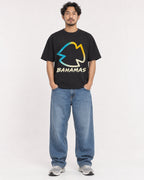 Mockup Boxy Heavyweight Tee Black male full-body 02