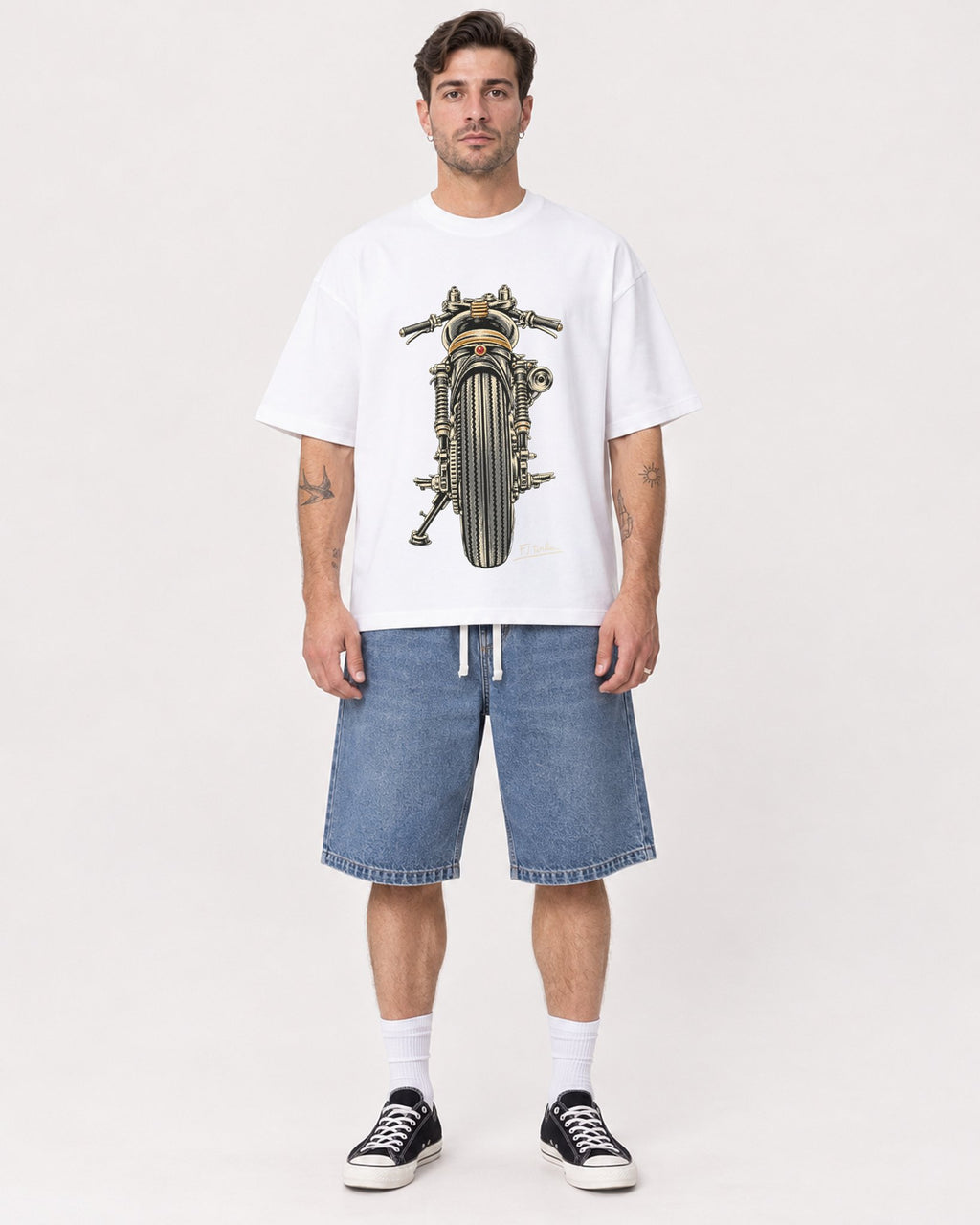 Mockup Boxy Heavyweight Tee White male full-body 48
